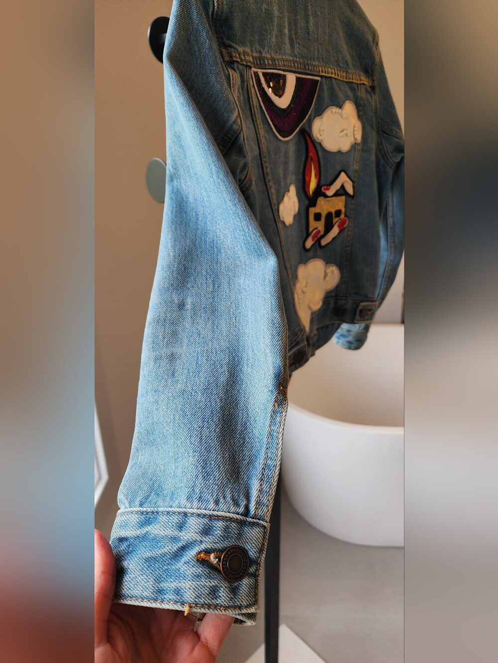 Marc Jacobs Light Blue Embroidered  Denim Jacket with Multicolor Patches Size XS - Picture 6 of 11